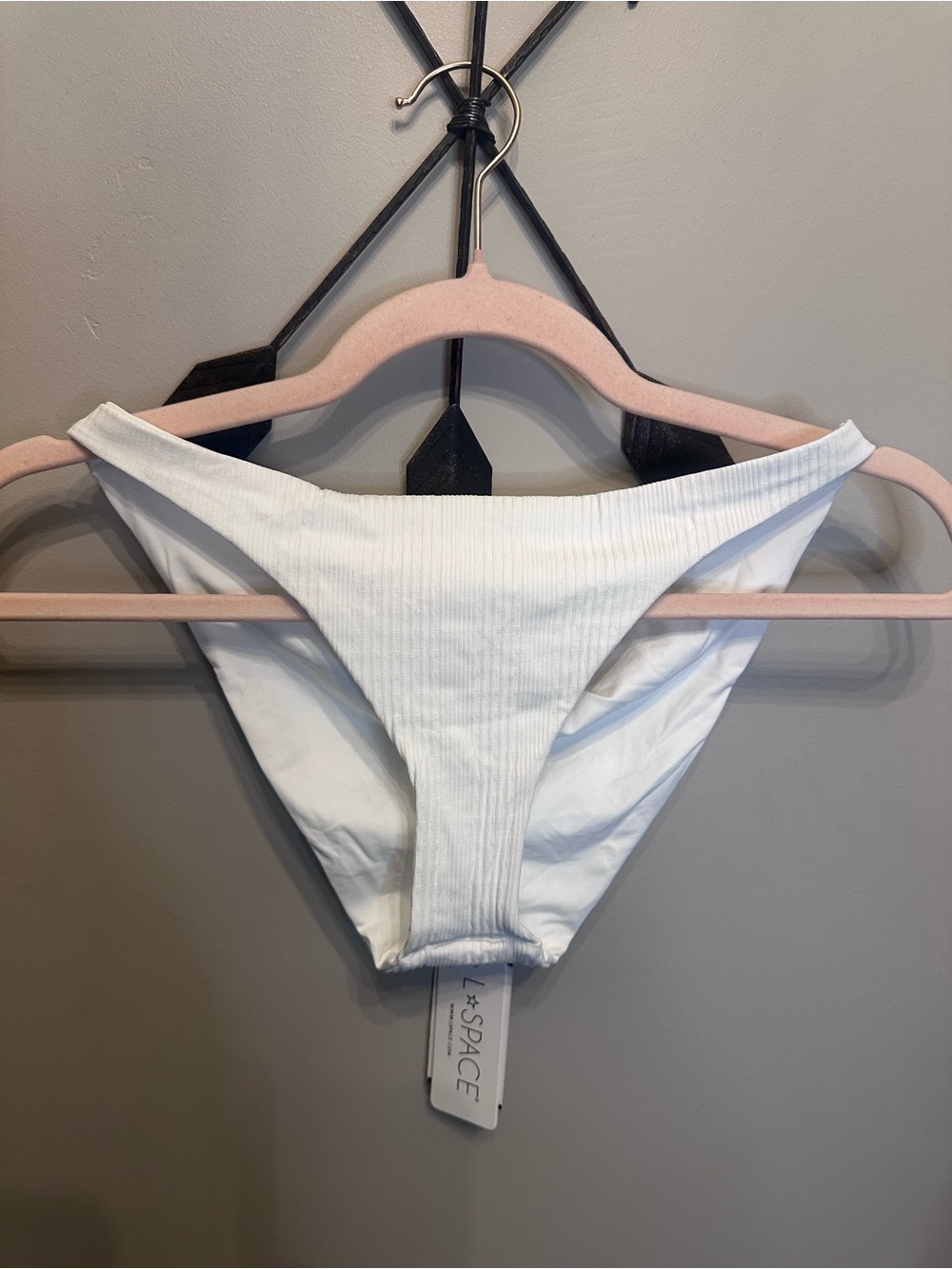 l*space White Ribbed High-Cut Bikini Bottom